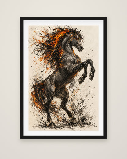Equus Ignis by Cassian Rooke, Museum Edition framed fine art print in a black box frame with a snow white mount