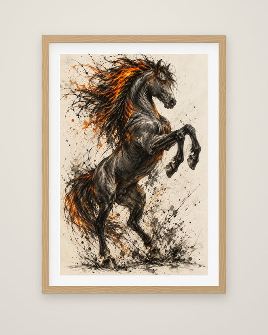Equus Ignis by Cassian Rooke, Museum Edition framed fine art print in a natural box frame with a snow white mount