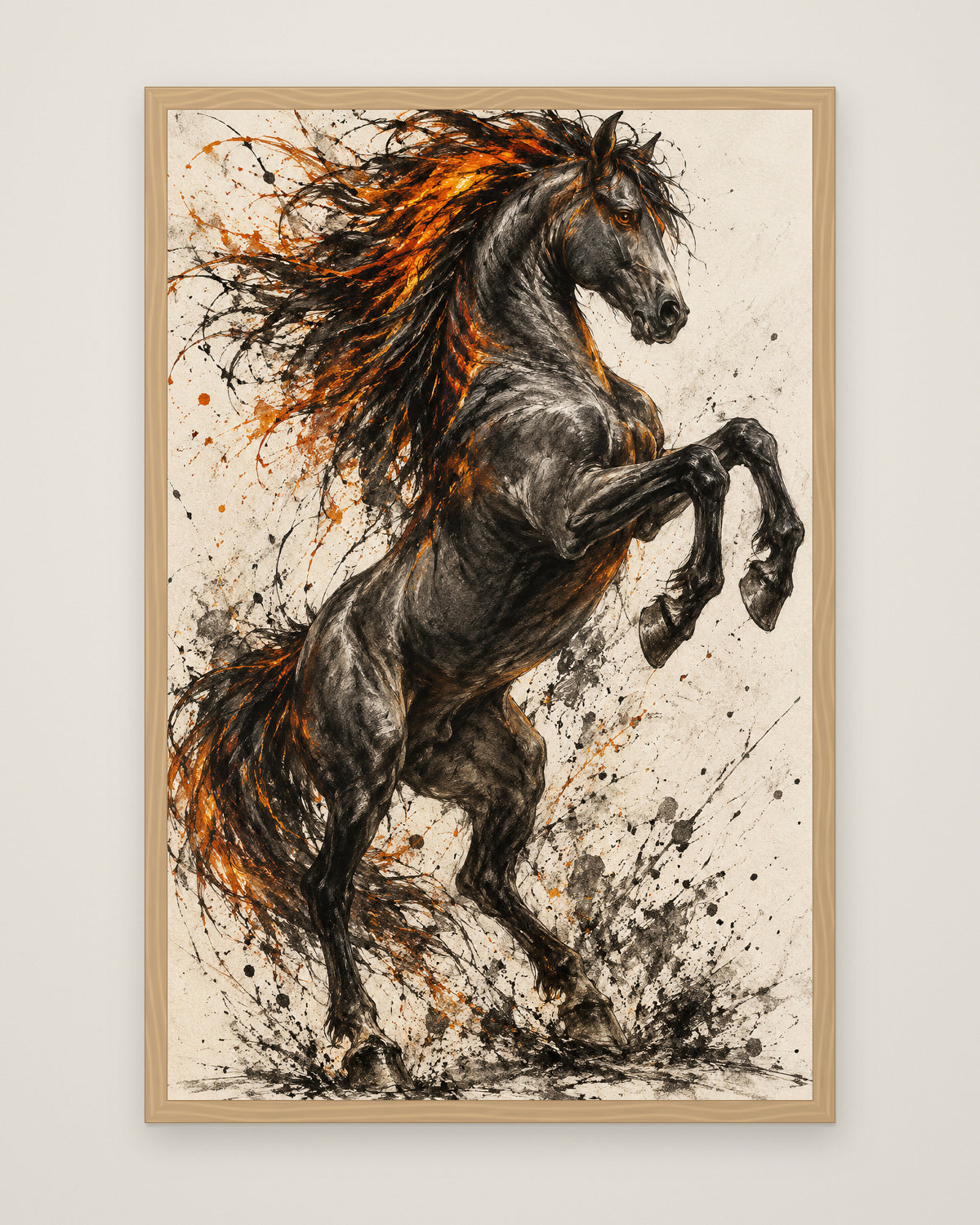Equus Ignis by Cassian Rooke, Museum Edition framed edge to edge in a natural box frame, 60 × 90 cm and 80 × 120 cm