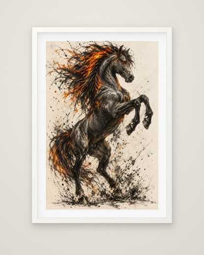 Equus Ignis by Cassian Rooke, Museum Edition framed fine art print in a white box frame with a snow white mount