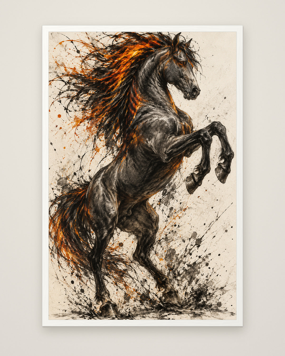 Equus Ignis by Cassian Rooke, Museum Edition framed edge to edge in a white box frame, 60 × 90 cm and 80 × 120 cm