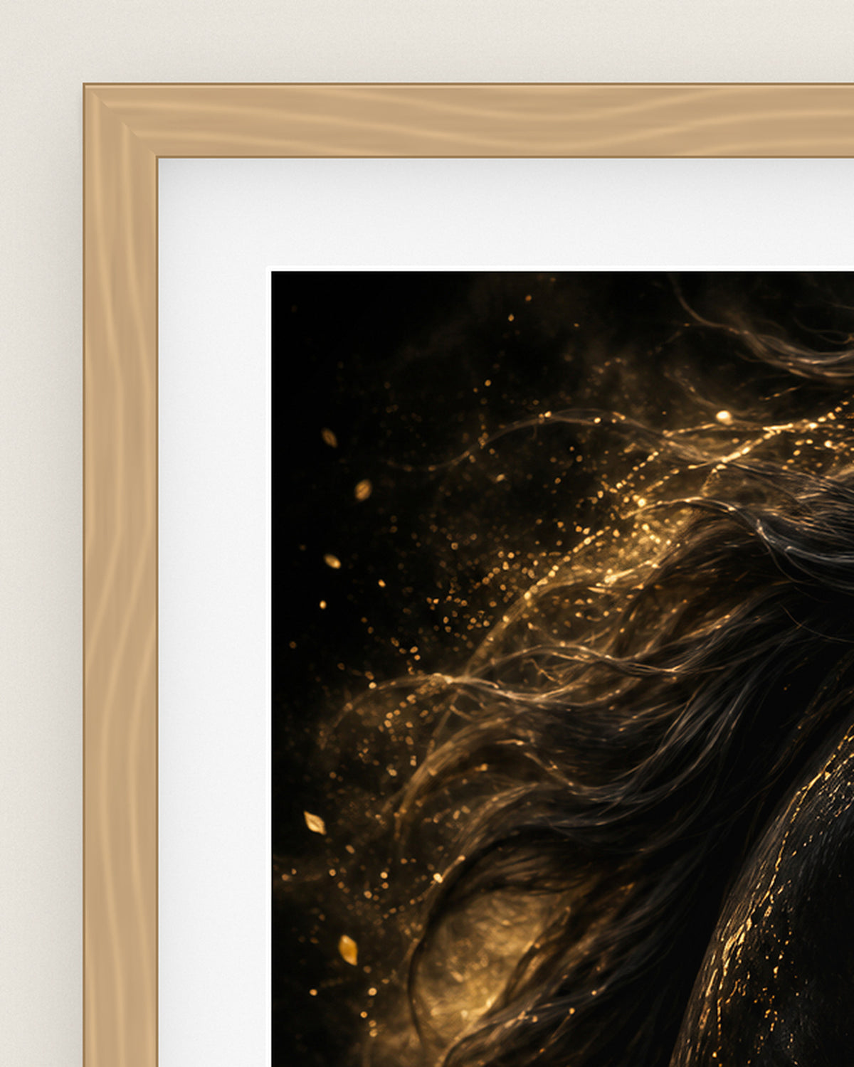 Equus Noctis Museum Edition, close up of the box frame, bevelled mount and Hahnemühle Photo Rag paper