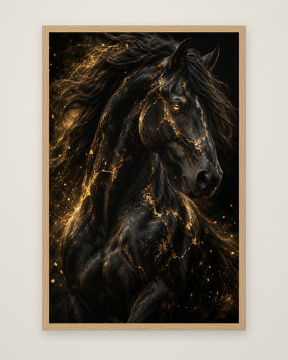Equus Noctis by Cassian Vale, Museum Edition framed edge to edge in a natural box frame, 60 × 90 cm and 80 × 120 cm