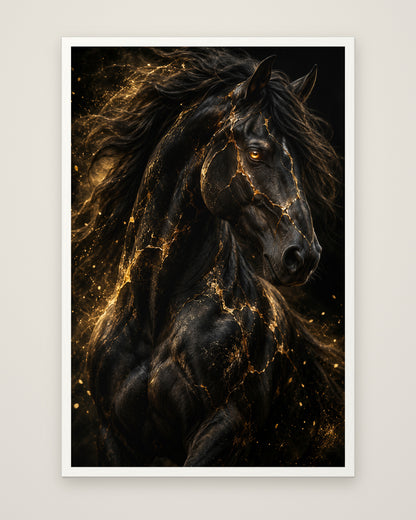 Equus Noctis by Cassian Vale, Museum Edition framed edge to edge in a white box frame, 60 × 90 cm and 80 × 120 cm