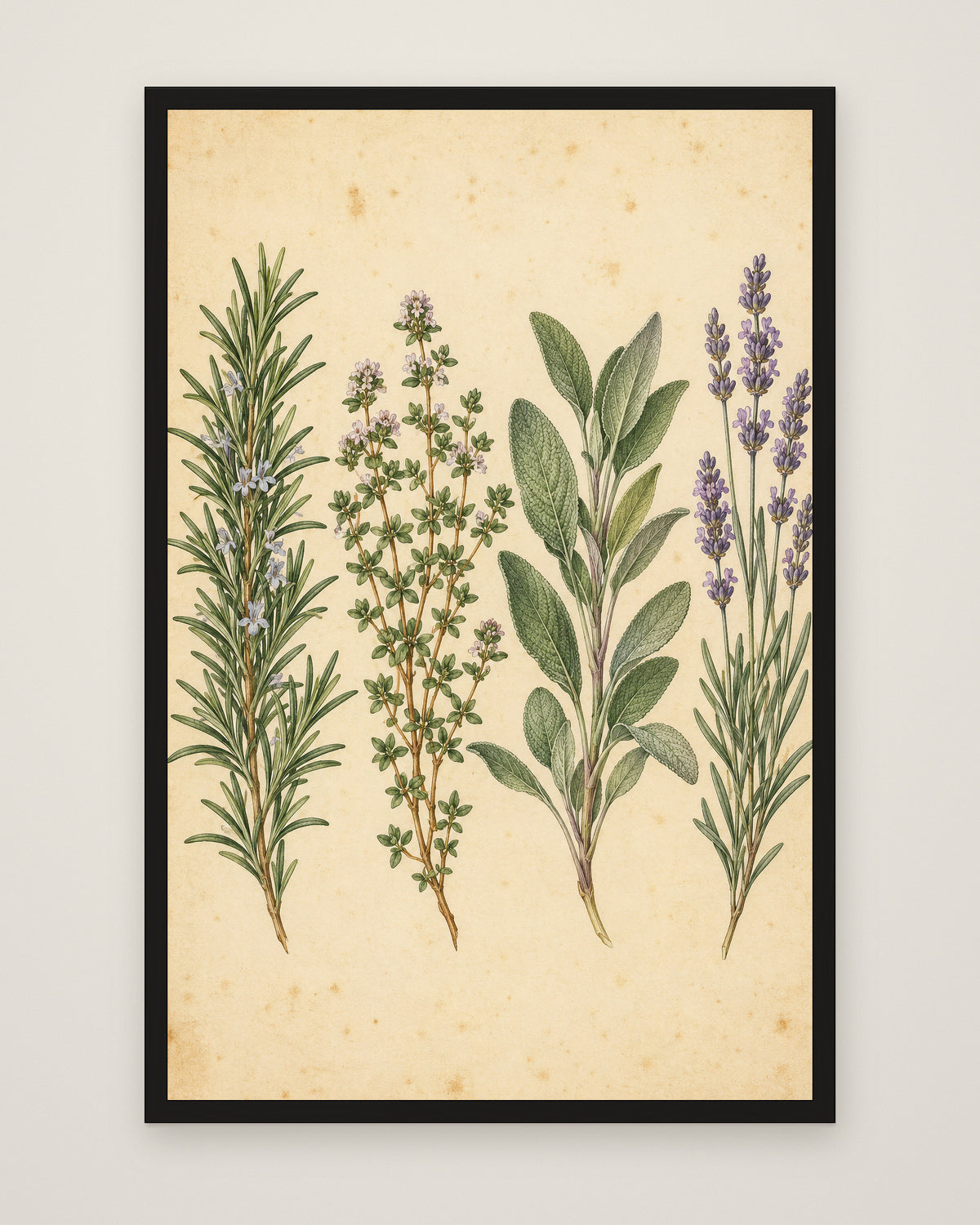 Herb Garden Study by Clementine Hale, Museum Edition framed edge to edge in a black box frame, 60 × 90 cm and 80 × 120 cm
