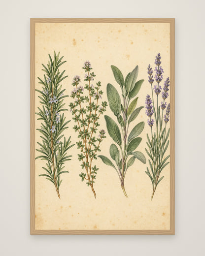 Herb Garden Study by Clementine Hale, Museum Edition framed edge to edge in a natural box frame, 60 × 90 cm and 80 × 120 cm