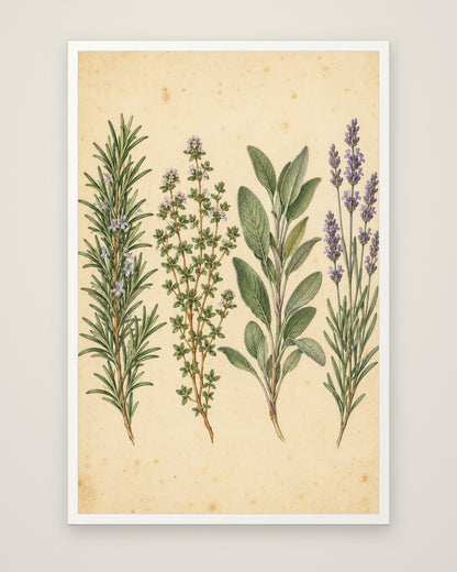 Herb Garden Study by Clementine Hale, Museum Edition framed edge to edge in a white box frame, 60 × 90 cm and 80 × 120 cm