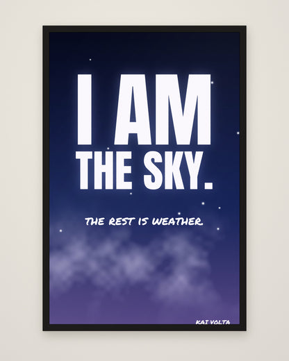 I Am the Sky by Kai Volta, Museum Edition framed edge to edge in a black box frame, 60 × 90 cm and 80 × 120 cm