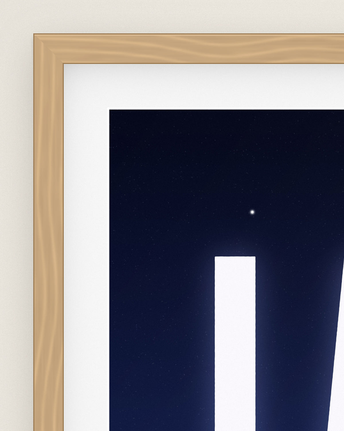 I Am the Sky Museum Edition, close up of the box frame, bevelled mount and Hahnemühle Photo Rag paper