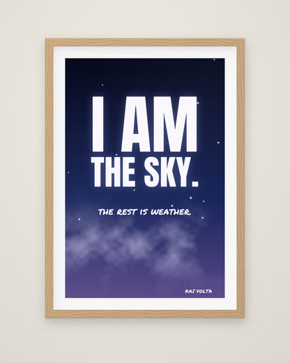 I Am the Sky by Kai Volta, Museum Edition framed fine art print in a natural box frame with a snow white mount