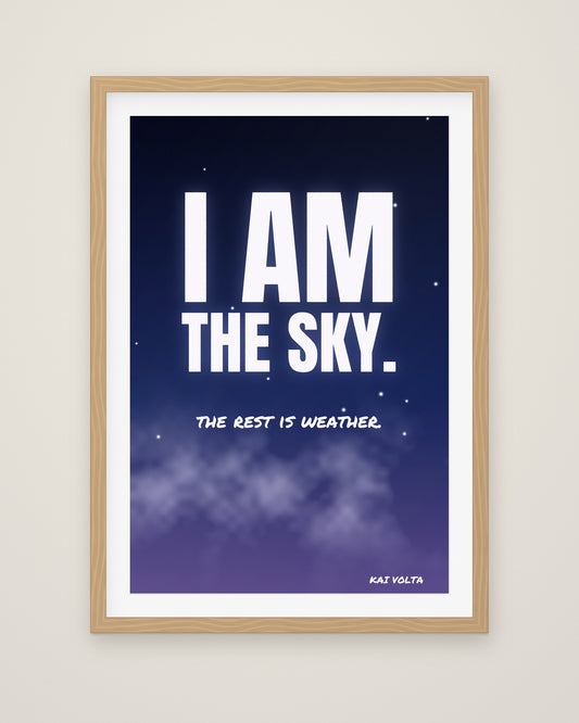 I Am the Sky by Kai Volta, Museum Edition framed fine art print in a natural box frame with a snow white mount