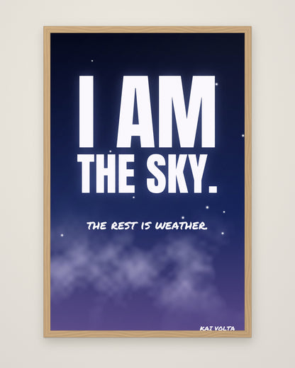 I Am the Sky by Kai Volta, Museum Edition framed edge to edge in a natural box frame, 60 × 90 cm and 80 × 120 cm