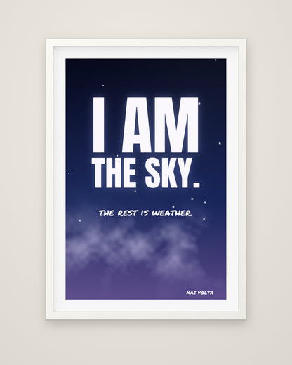 I Am the Sky by Kai Volta, Museum Edition framed fine art print in a white box frame with a snow white mount