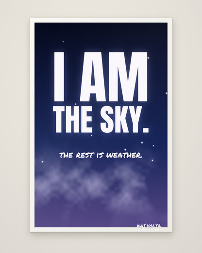 I Am the Sky by Kai Volta, Museum Edition framed edge to edge in a white box frame, 60 × 90 cm and 80 × 120 cm