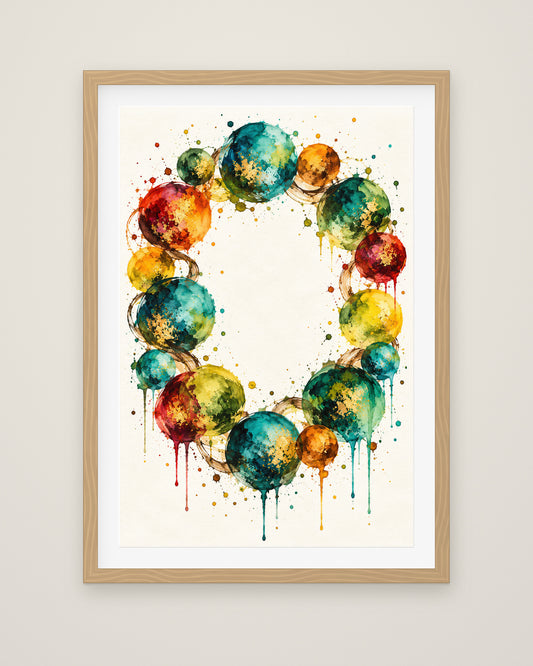 La Ronde by Roman Fontaine, Museum Edition framed fine art print in a natural box frame with a snow white mount