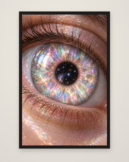 Opaline Iris by Nova Vale, Museum Edition framed edge to edge in a black box frame, 60 × 90 cm and 80 × 120 cm