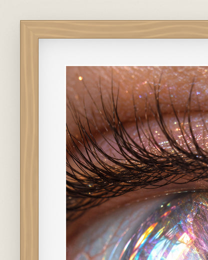 Opaline Iris Museum Edition, close up of the box frame, bevelled mount and Hahnemühle Photo Rag paper