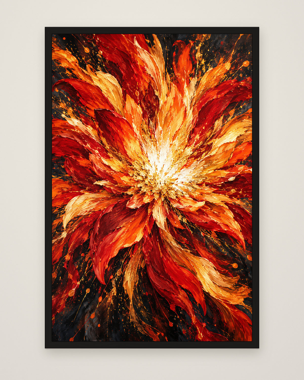 Phoenix Bloom by Saskia Ember, Museum Edition framed edge to edge in a black box frame, 60 × 90 cm and 80 × 120 cm