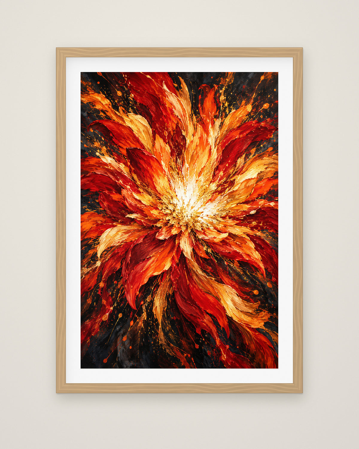 Phoenix Bloom by Saskia Ember, Museum Edition framed fine art print in a natural box frame with a snow white mount