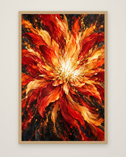Phoenix Bloom by Saskia Ember, Museum Edition framed edge to edge in a natural box frame, 60 × 90 cm and 80 × 120 cm