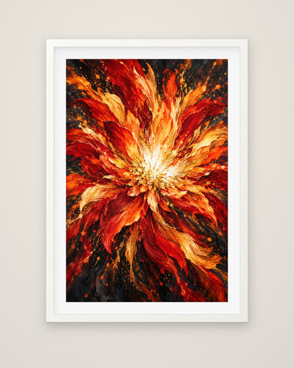 Phoenix Bloom by Saskia Ember, Museum Edition framed fine art print in a white box frame with a snow white mount