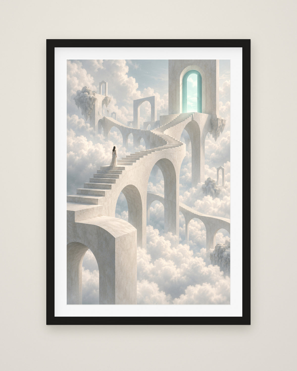 Porta Nubium by Lucien Arvaux, Museum Edition framed fine art print in a black box frame with a snow white mount