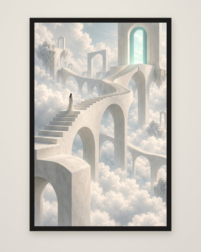 Porta Nubium by Lucien Arvaux, Museum Edition framed edge to edge in a black box frame, 60 × 90 cm and 80 × 120 cm