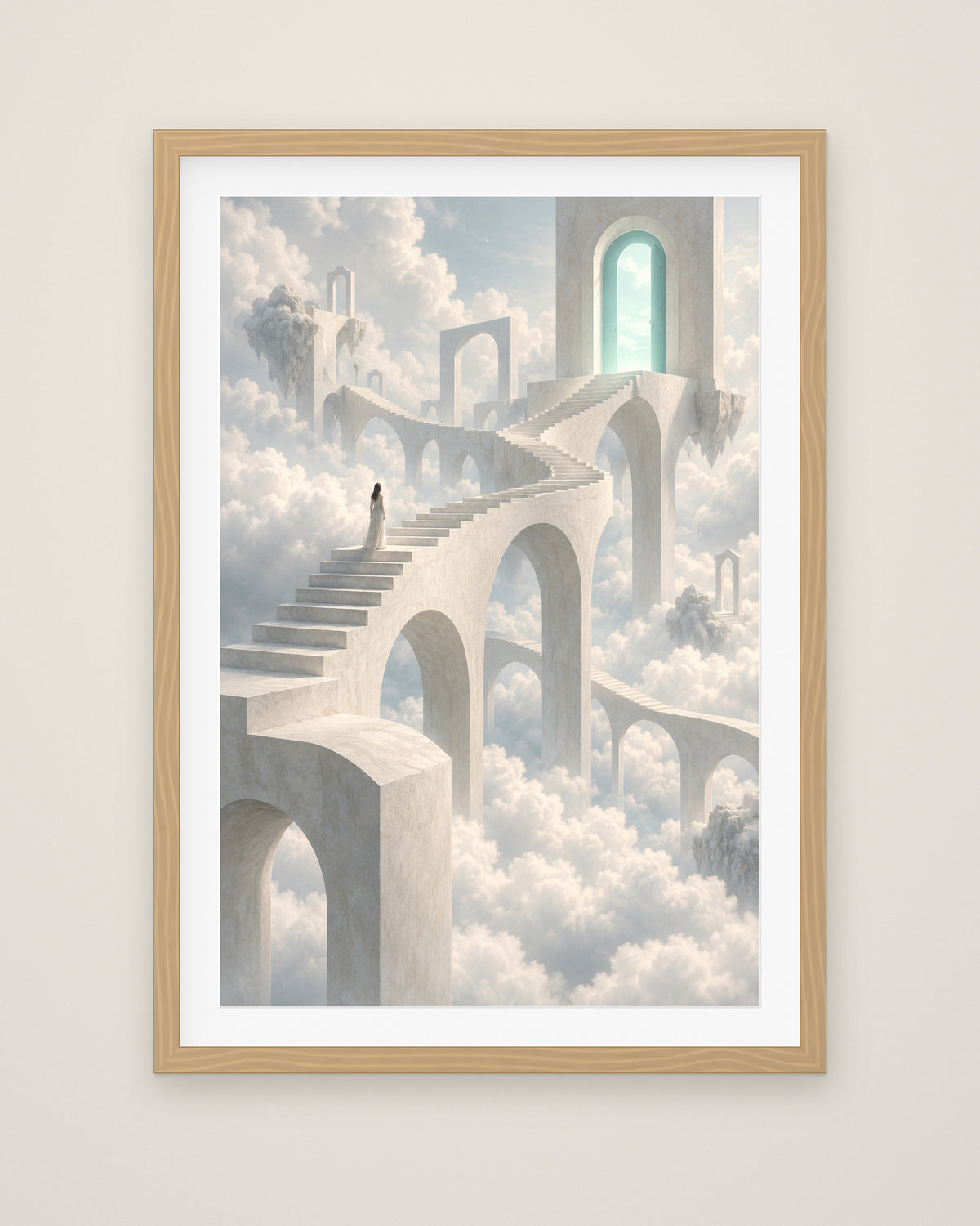 Porta Nubium by Lucien Arvaux, Museum Edition framed fine art print in a natural box frame with a snow white mount