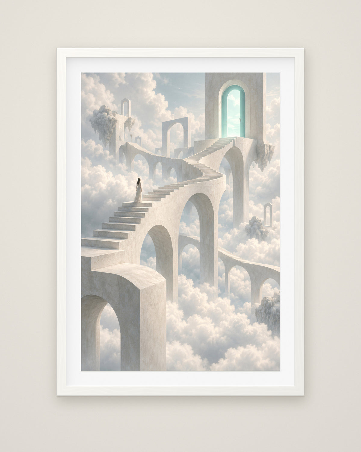 Porta Nubium by Lucien Arvaux, Museum Edition framed fine art print in a white box frame with a snow white mount