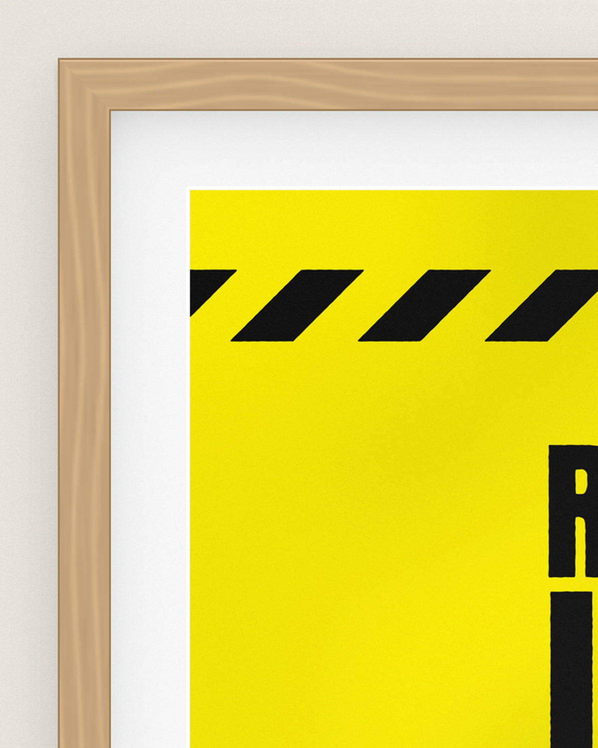 Ready Is a Myth Museum Edition, close up of the box frame, bevelled mount and Hahnemühle Photo Rag paper