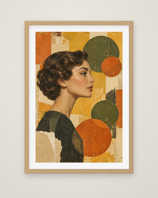 Saffron Thought by Margot Lisle, Museum Edition framed fine art print in a natural box frame with a snow white mount