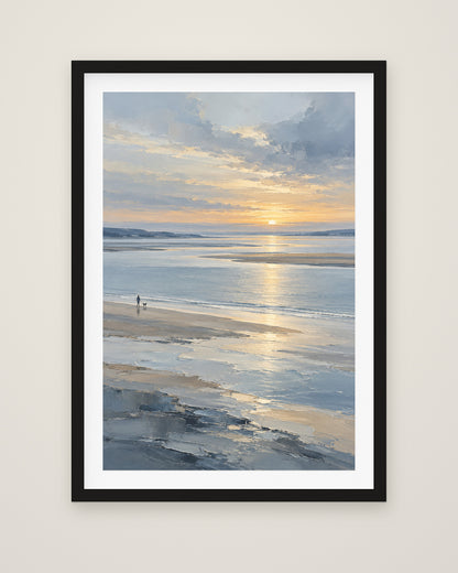 Silver Estuary by Maren Holt, Museum Edition framed fine art print in a black box frame with a snow white mount