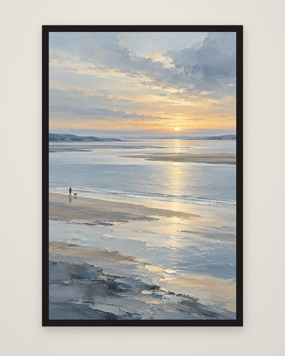 Silver Estuary by Maren Holt, Museum Edition framed edge to edge in a black box frame, 60 × 90 cm and 80 × 120 cm