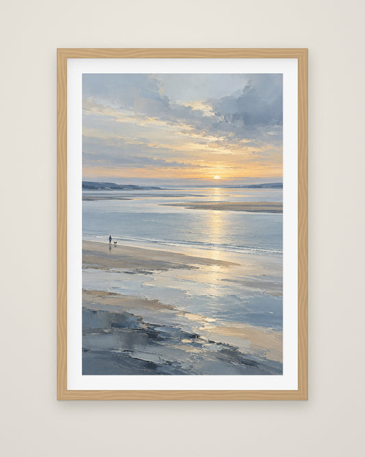 Silver Estuary by Maren Holt, Museum Edition framed fine art print in a natural box frame with a snow white mount