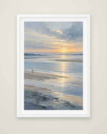 Silver Estuary by Maren Holt, Museum Edition framed fine art print in a white box frame with a snow white mount