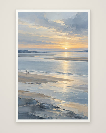 Silver Estuary by Maren Holt, Museum Edition framed edge to edge in a white box frame, 60 × 90 cm and 80 × 120 cm