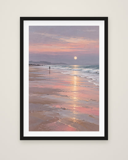 Silver Moon Tide by Maren Holt, Museum Edition framed fine art print in a black box frame with a snow white mount