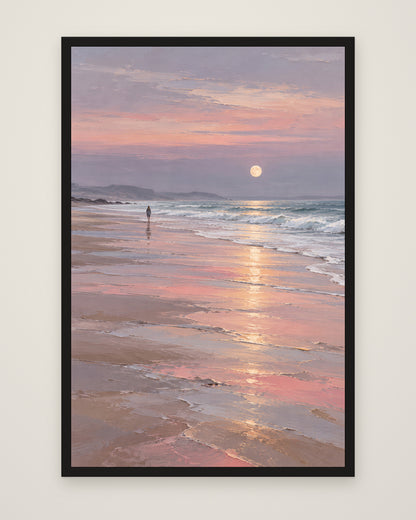 Silver Moon Tide by Maren Holt, Museum Edition framed edge to edge in a black box frame, 60 × 90 cm and 80 × 120 cm