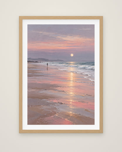 Silver Moon Tide by Maren Holt, Museum Edition framed fine art print in a natural box frame with a snow white mount