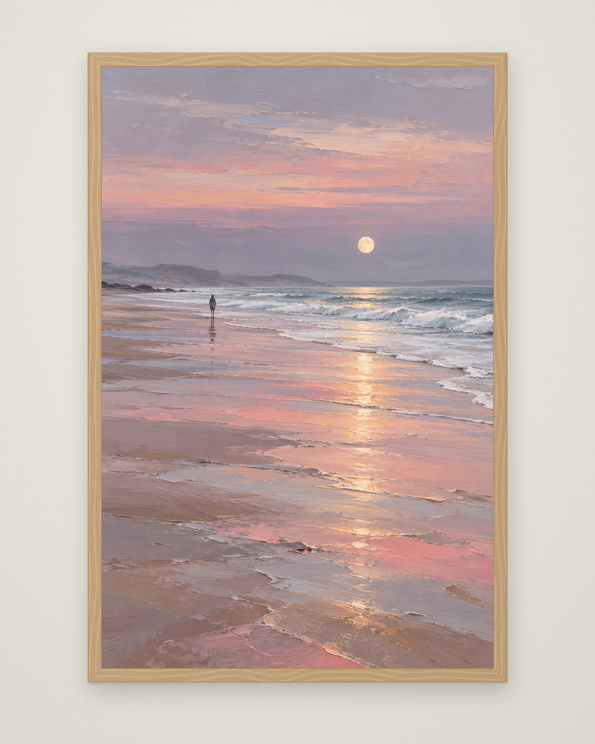 Silver Moon Tide by Maren Holt, Museum Edition framed edge to edge in a natural box frame, 60 × 90 cm and 80 × 120 cm