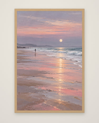 Silver Moon Tide by Maren Holt, Museum Edition framed edge to edge in a natural box frame, 60 × 90 cm and 80 × 120 cm