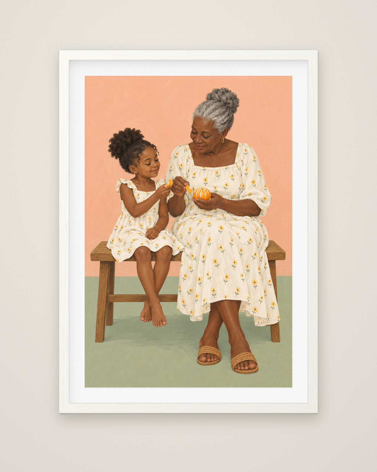 Sunday Oranges by Theo Ashby, Museum Edition framed fine art print in a white box frame with a snow white mount