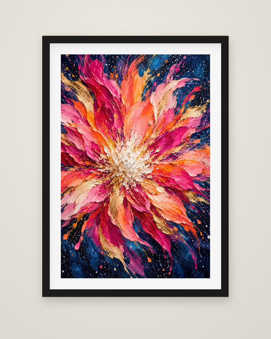 Supernova Bloom by Saskia Ember, Museum Edition framed fine art print in a black box frame with a snow white mount