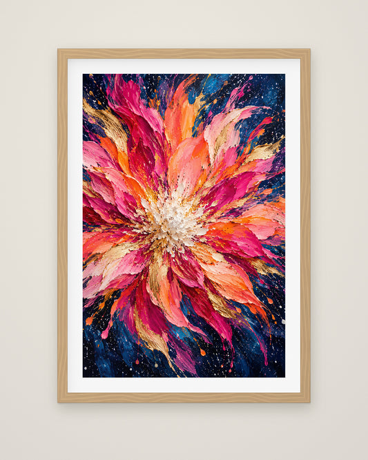 Supernova Bloom by Saskia Ember, Museum Edition framed fine art print in a natural box frame with a snow white mount