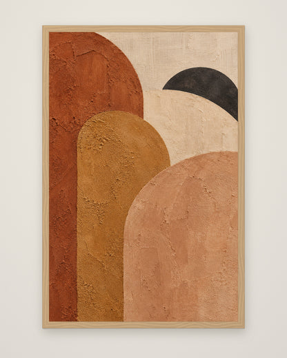 Terra Arch by Mila Sorel, Museum Edition framed edge to edge in a natural box frame, 60 × 90 cm and 80 × 120 cm