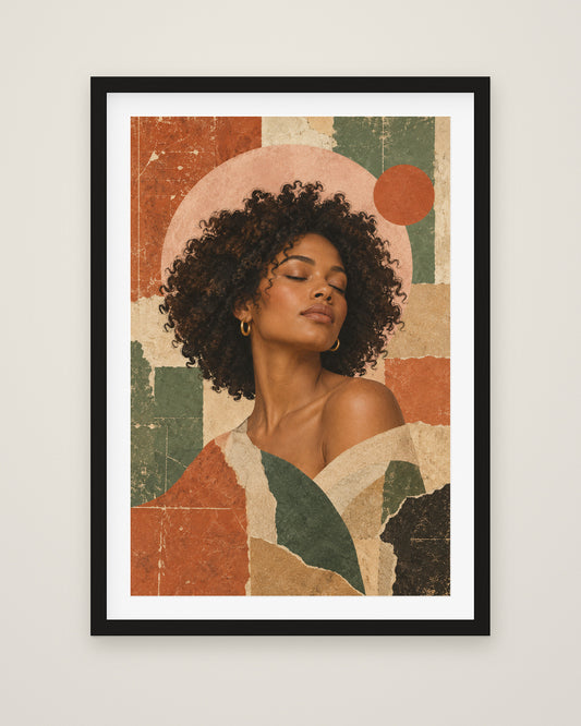 Terracotta Calm by Margot Lisle, Museum Edition framed fine art print in a black box frame with a snow white mount