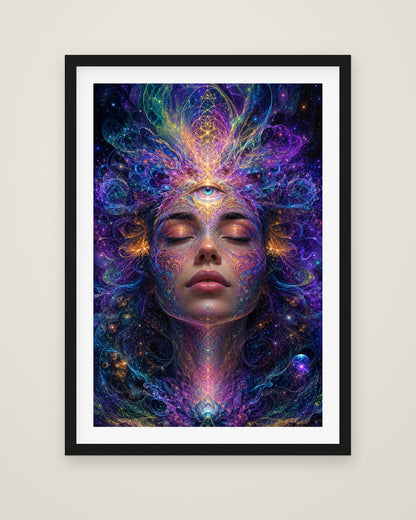 The Inner Cosmos by Aurelia Voss, Museum Edition framed fine art print in a black box frame with a snow white mount