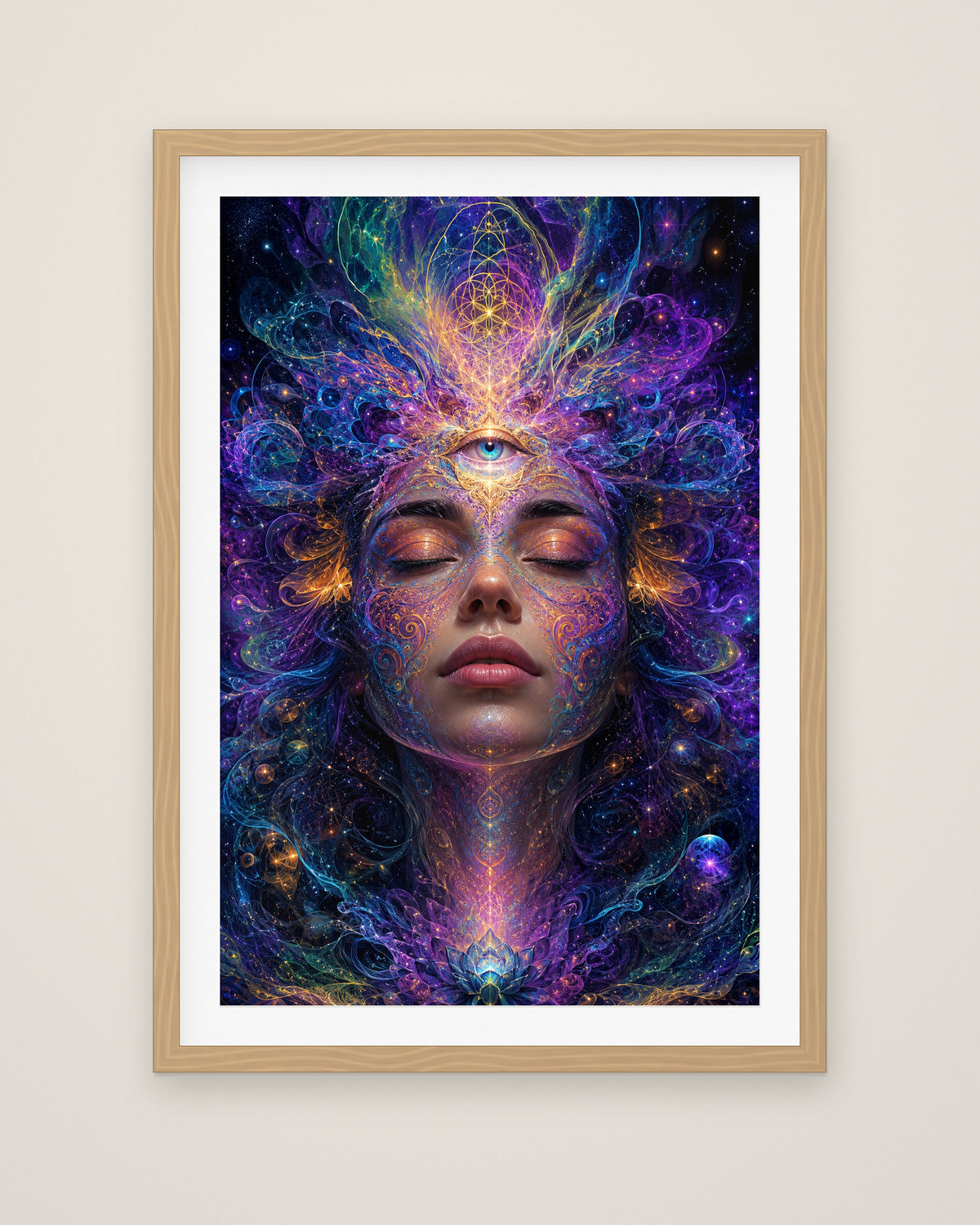 The Inner Cosmos by Aurelia Voss, Museum Edition framed fine art print in a natural box frame with a snow white mount