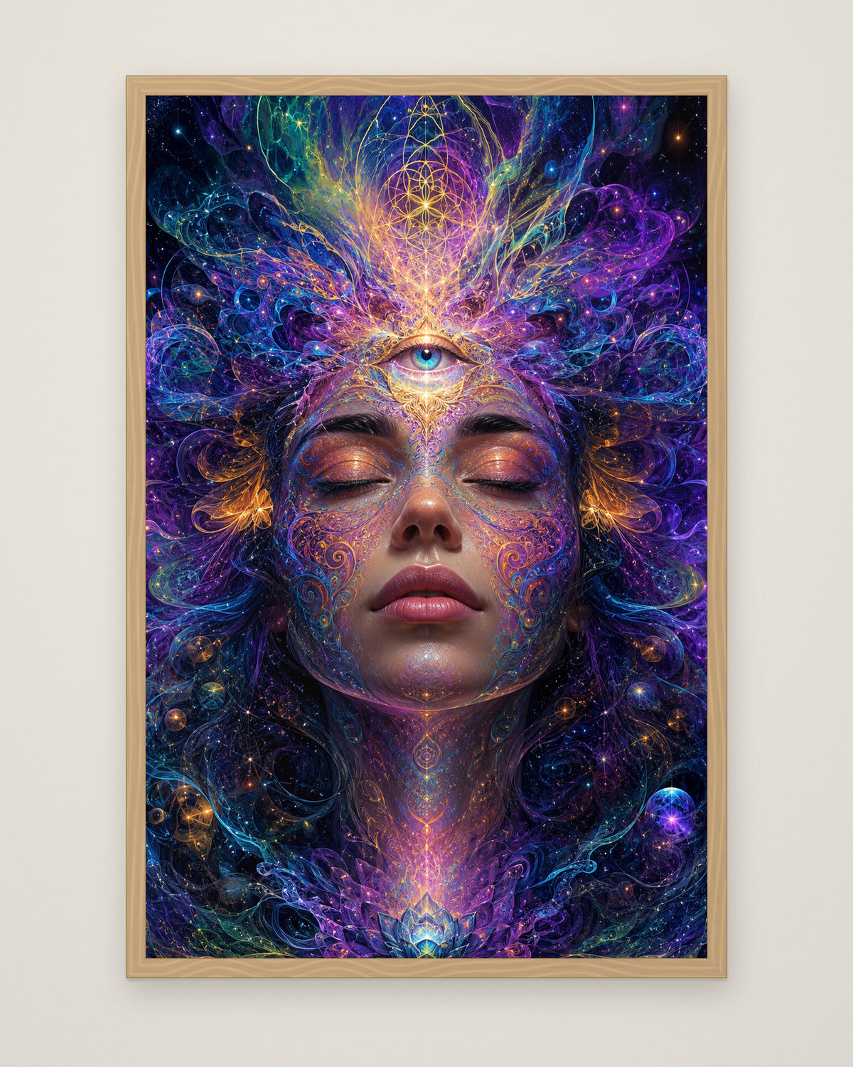 The Inner Cosmos by Aurelia Voss, Museum Edition framed edge to edge in a natural box frame, 60 × 90 cm and 80 × 120 cm