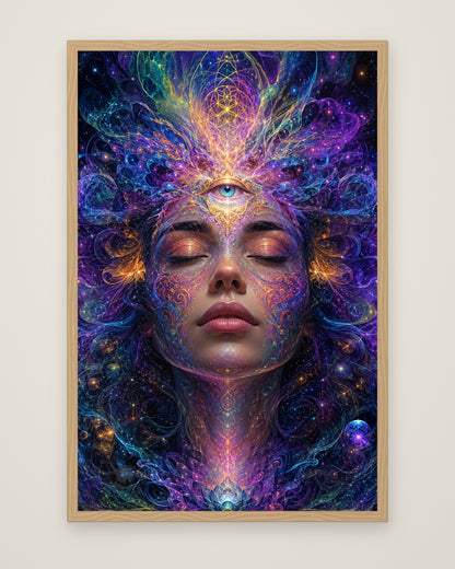 The Inner Cosmos by Aurelia Voss, Museum Edition framed edge to edge in a natural box frame, 60 × 90 cm and 80 × 120 cm